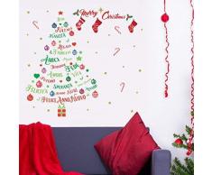 Wallflexi Natale Decorazioni da Parete Adesivi murali Merry Christmas & Italian Citazioni Albero di Natale Decalcomanie Soggiorno Bambini Scuola Materna Ristorante Hotel Home Office Décor