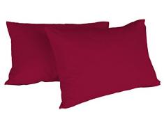 Italian Bed Linen Max Color Coppia di Federe Tinta Unita, 100% Cotone, Bordeaux, 52 x 82 cm