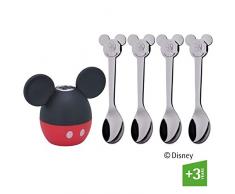 WMF Disney Mickey Mouse - Saliera con 4 cucchiai, in Acciaio Inox Cromargan lucidato, Lavabile in lavastoviglie, 5 Pezzi