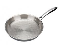 GSW 975346Â inoxxal Plus Gastro Traditionell inoxxal Plus Padella Senza Coperchio, 28Â cmÂ âÂ con Fondo a Nido d Ape, Acciaio Inox, Argento, 49,5Â x 29,5Â x 5,2Â cm