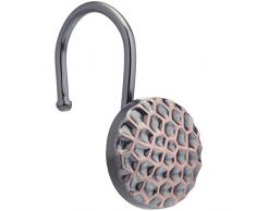 AmazonBasics - Ganci per tenda da doccia, a cerchio, con dettagli in bassorilievo, in bronzo lucidato ad olio, 9 UnitÃ 