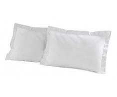 Savile Row Set di 2 federe con Volant, in Cotone, Bianco, 75 x 50 cm