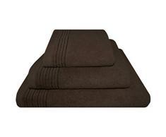 Home Juliet - Set 3 Asciugamani: ospite 33x50 cm, Viso 50x100 cm e Telo Doccia 70x140 cm, Colore Marrone