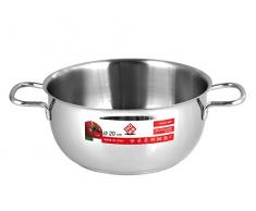 Home in Rombo Home Casseruola Inox Due Manici Cm20 Pentole E Preparazione Cucina, Acciaio Inossidabile, 20 cm