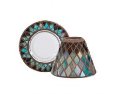 YANKEE CANDLE Autumn Mosaic Candela Ombrello con Piatto, Vetro, Multicolore, 12 x 12 x 11 cm