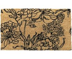 Entryways - Zerbino, in fibra di cocco, tessuto a mano, motivo: bouquet di fiori, 40 x 60 cm