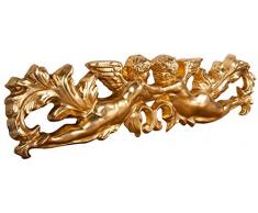 Biscottini Sopraporta Fregio Mensola Decoro Decori da Parete in Legno Finitura Foglia Oro Anticato L 87 x PR 6 x H 22 cm Made in Italy