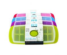 Joie - Stampo per 12 cubetti di Ghiaccio, Colore: Verde/Viola/Rosso/Azzurro