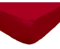 Soleil docre Lenzuolo con Angoli Jersey Cotone 160 x 200 cm Rosso