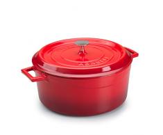 Pentole Agnelli COGHSRP10432R Linea Ghisa Slowcook Casseruola, 32 cm, 10.0 l, Rosso