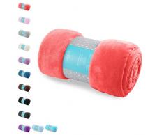 AmeliaHome Tyler Collection - Coperta in Microfibra e Pile, Morbida e Morbida, Poliestere, Rot, 170 x 210