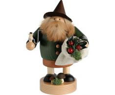 KWO Olbernhau 21687 - Soprammobile Lavorato a Mano Raccoglitore di Funghi Che Fuma, 20 cm