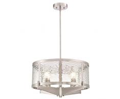 Westinghouse Lighting 63682 â Lampadario da interno Branston a quattro luci, finitura in nichel spazzolato con vetro solubile trasparente