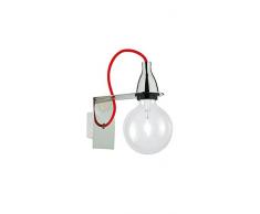 Ideal Lux Lampada Da Parete Minimal AP1, Lampada Metallo Rifinito Cromo, Cavo Elettrico Rivestito In Tessuto, 12 x 23 x 21, max 1 x 70W E27 / 230V