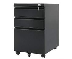 Maclean MC-850 - Armadietto da Ufficio con 3 cassetti, 39 x 64 x 50 cm, Colore: Nero