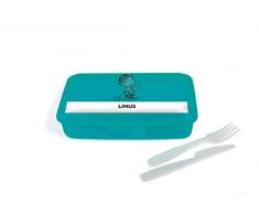 Excelsa Peanuts Contenitore con Posate Linus, Azzurro