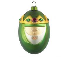 Alessi Melchiorre AMJ13 9 - Pallina di Design per Albero di Natale del Magio Melchiorre in Vetro Soffiato Decorato a Mano, Verde