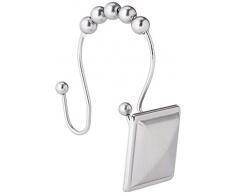 AmazonBasics - Ganci per tenda da doccia, quadrati con decorazione a piramide, in nichel