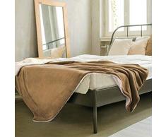 PETTI Artigiani Italiani - Plaid, Plaid in Velluto con Base in Lana, Beige, 200x220 cm, Morbido e Caldissimo