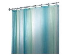 InterDesign Ombre Tenda da doccia 183,0 cm x 183,0 cm,Tenda per vasca da bagno in tessuto crinkle, Tenda in poliestere con nuance degradé, Poliestere blu/verde