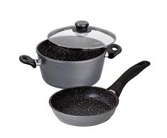 STONELINE 12639 Set di Pentole, Composto da Pentola e Padella per Rosolare, Diametro 16 cm, Coperchio in Vetro, Rivestimento Antiaderente