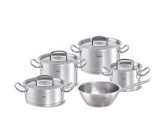 Fissler Original-Profi Collection - Set di Pentole, 5 Pezzi (4 Pentola Ã16 cm, 2 X Ã20 cm, Ã24 cm, 1 Padella per Saltare Ã20 cm) in Acciaio Inox, Tutti i Tipi di Stufa - Anche a Induzione