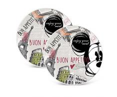 Egan PWM37T/2XY Set Piatti Pizza in The City, Porcellana, Multicolore, 2 unitÃ