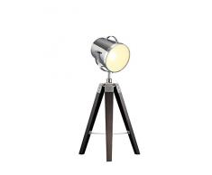 Trio Leuchten Trio 507300106 Antwerp Lampada da Tavolo, Legno, Paralume Cromo, Interno Bianco E14