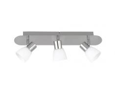 Trio Leuchten Trio 829410307 Charles Faretto LED, 3x4.5 Watt, Nichel Opaco/Bianco, 45x7.5x16 cm 4.5 W, Unica
