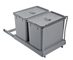 Elletipi Tower PA710 Pattumiera Differenziata Estraibile Sottolavello, Plastica e Metallo, 34 x 46 x 36 cm