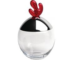 Alessi JL03 PO Big Ovo Biscottiera, San/Acciaio/Vetro Cristallino, Pomegranate, Inossidabile, Rosso