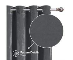 Deconovo Tenda con Occhielli in Velluto, per Soggiorno, con Occhielli, Semitrasparente, 245 x 140 cm, Grigio Scuro, Set da 2, in Tessuto, 245 x 140 cm