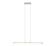 Brilliant Tube LED lampada a sospensione, 1Â luci, 1Â X 20,5Â W LED fisso integrato, 1Â X 1685Â Lumen, 3000Â K Bianco caldo, metallo/plastica, cromo/bianco, 7Â x 100Â x 120Â cm, g61870/05