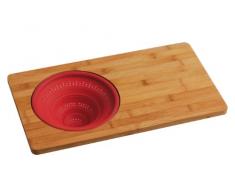 Premier Housewares 1103944 Tagliere con Scolapasta Pieghevole in Silicone, bambù
