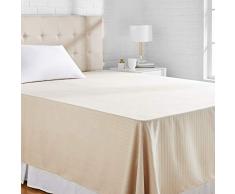 AmazonBasics - Lenzuolo sopra deluxe, in microfibra, a righe, 230 x 260 + 10 cm - Beige