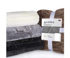 CelinaTex Alaska Coperta soffice Pelliccia Finto Pelo di Visone Coperta Double Face Pile Polar 150x200 cm Marrone