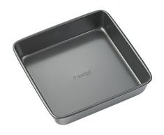 Prestige - Teglia Quadrata da Dolci in Acciaio, Ã¸ 20 cm, Colore Nero Nero