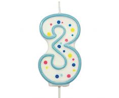 PME CA063 Candela Numero 3, Cera, Blu, 4 x 1 x 6.3 cm