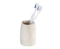 Wenko 21714244 â Bicchiere portaspazzolino Goa Beige â Porta spazzolino per spazzolino e dentifricio, in poliresina, 7,4 x 10,5 x 7,4 cm, Colore: Beige