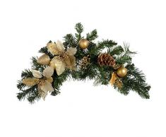 WeRChristmas - Ghirlanda Natalizia Decorativa a Forma di Arco, Diametro: 60 cm, Colore Panna/Oro