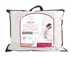 My Lovely Bed - Cuscino | Guanciale Singolo - 50x70 cm - Federa in 100% Cotone Percalle - Traspirante - Antiacaro - Forma Quadrato - Lavabile