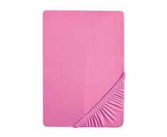 biberna Fine Jersey Lenzuolo con Angoli, 90 x 190 cm - 100 x 200 cm, Rosa (Pink)