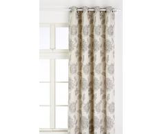 Linder 0968/15/375FR - Tenda con Occhielli, in Jacquard Cheverny 140 x 260 cm, Colore: Beige e Grigio