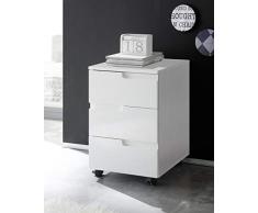 Cassettiera con rotelle Bianco Lucido