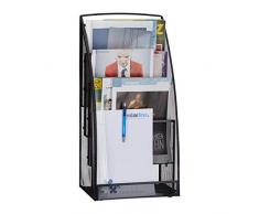 Relaxdays 10022504_46 Portariviste Metallo Grande 4 Scomparti Portagiornali Moderno per Ufficio Sale dâattesa HLP 60x30x22 cm Nero