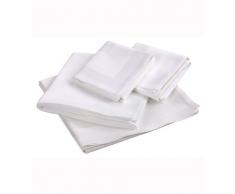 fleuresse 9820 - Tovaglia damascata con striscia satin, 130 x 130 cm, colore: Bianco