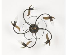 Onli Bugia Plafoniera 5 Luci E14, Marrone/Oro, metallo
