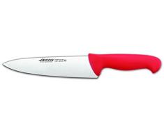 Arcos Serie 2900 - Coltello da Chef Coltello da Cucina - Lama Acciaio Inossidabile Nitrum 200 mm - Manico Polipropilene Colore Rosso