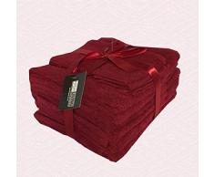 Highliving Bale - Set di 10 Asciugamani in Cotone Egiziano 500 g/mq, Colore: Bordeaux