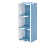 Furinno Pasir 3-Tier Open scaffale libreria, Bianco/Verde 11003 Wh/gr, Legno, White/Light Blue, 3-Tier